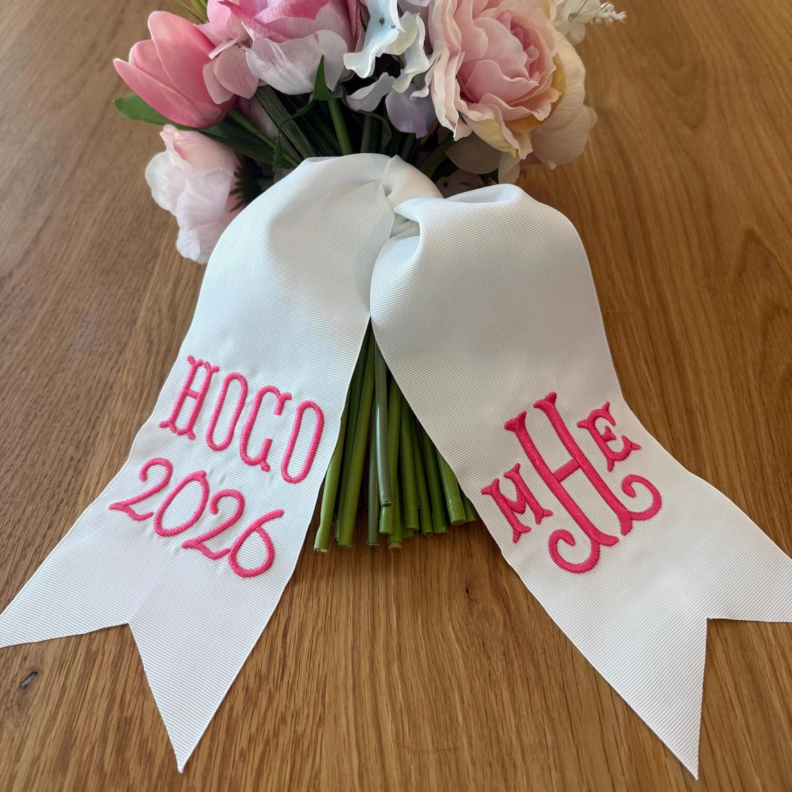 Personalized Homecoming Bouquet Ribbon – Custom Embroidered HOCO