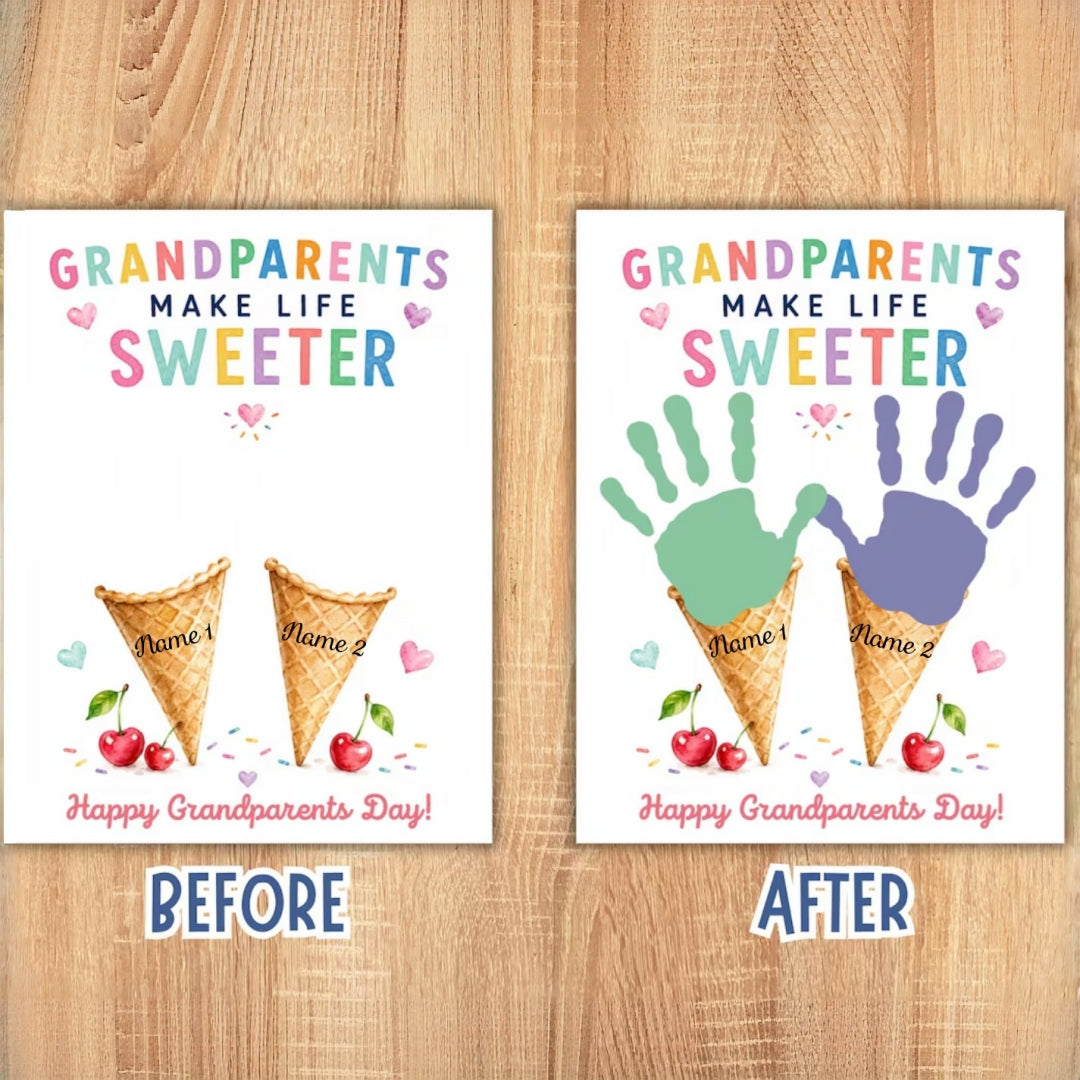 Personalized Grandparents Day Wooden Frame – Handprint Keepsake Gift
