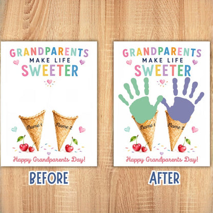 Personalized Grandparents Day Wooden Frame – Handprint Keepsake Gift