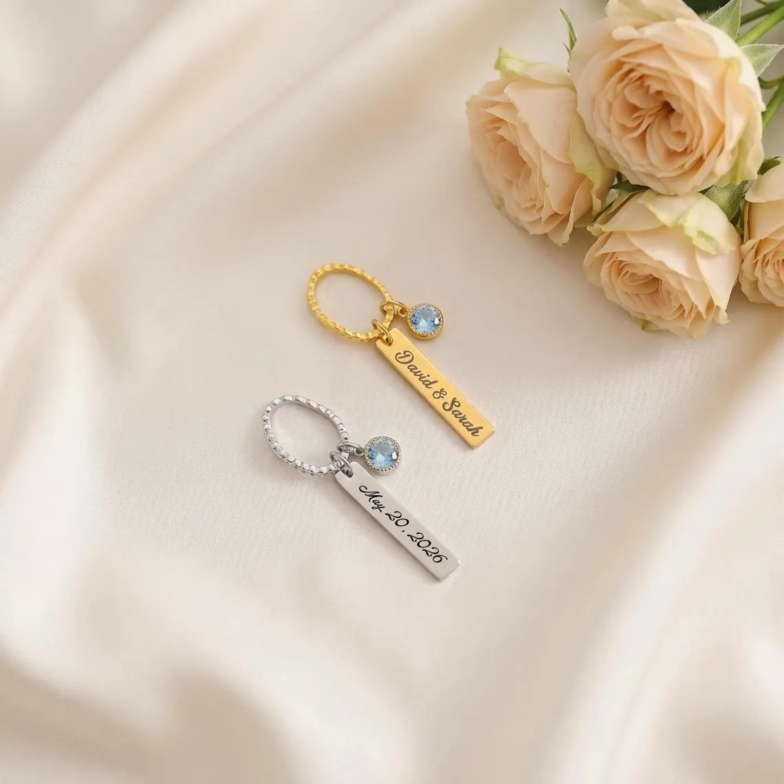Personalized Something Blue Bridal Bouquet Charm Engraved Bridal Gift