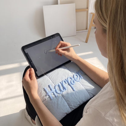 Personalized Puffer Laptop Sleeve with Yarn Name