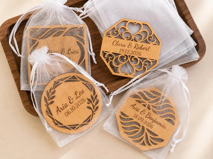 Personalized Wooden Wedding Coasters | Wedding Guest Favors