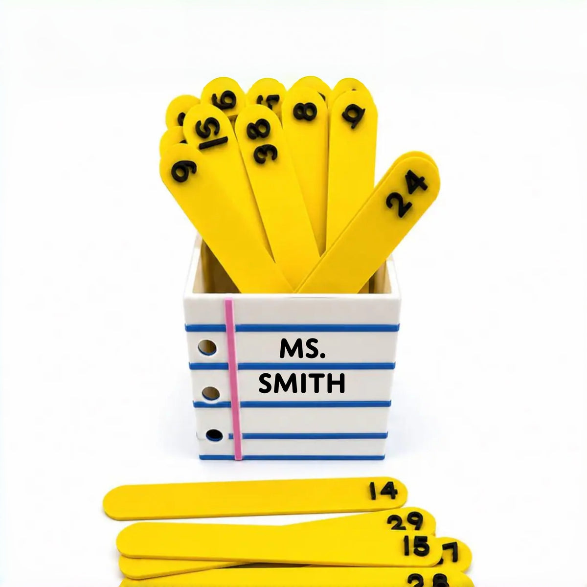 Personalized Teacher Name Notebook Pull Stick Holder & Classroom Sticks