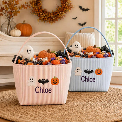 Personalized Halloween Candy Bucket – Custom Embroidered Bag
