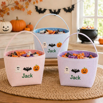 Personalized Halloween Candy Bucket – Custom Embroidered Bag
