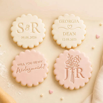 Personalized Wedding Cookie Stamp | Custom Biscuit & Cupcake