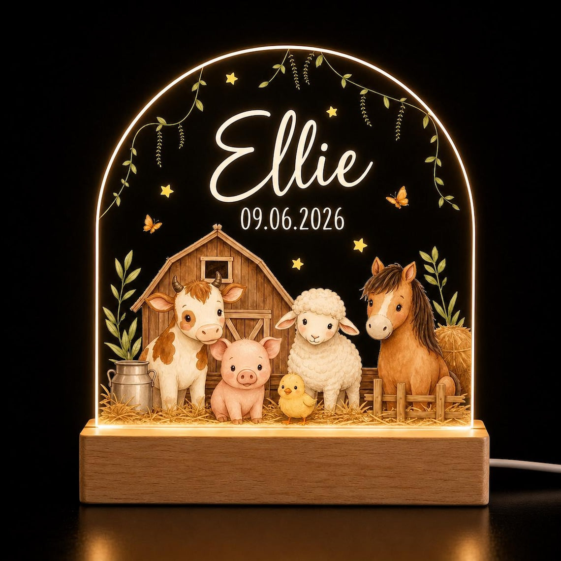 Personalized Animal Night Light with Name & Birth Date