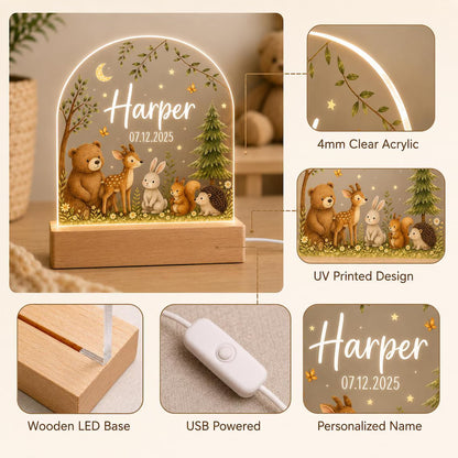 Personalized Animal Night Light with Name & Birth Date