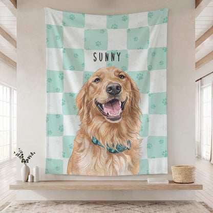 Personalized Pet Photo Gingham Blanket | Custom Dog & Cat Blanket