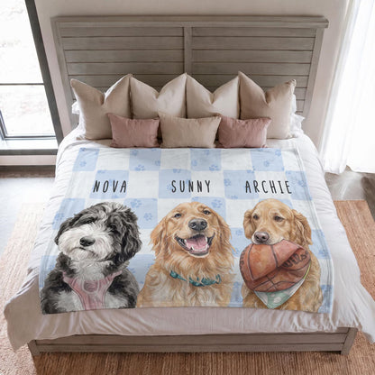 Personalized Pet Photo Gingham Blanket | Custom Dog & Cat Blanket