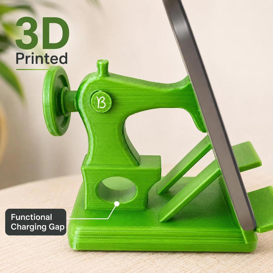 Personalized Sewing Machine Phone Stand | Custom Letter