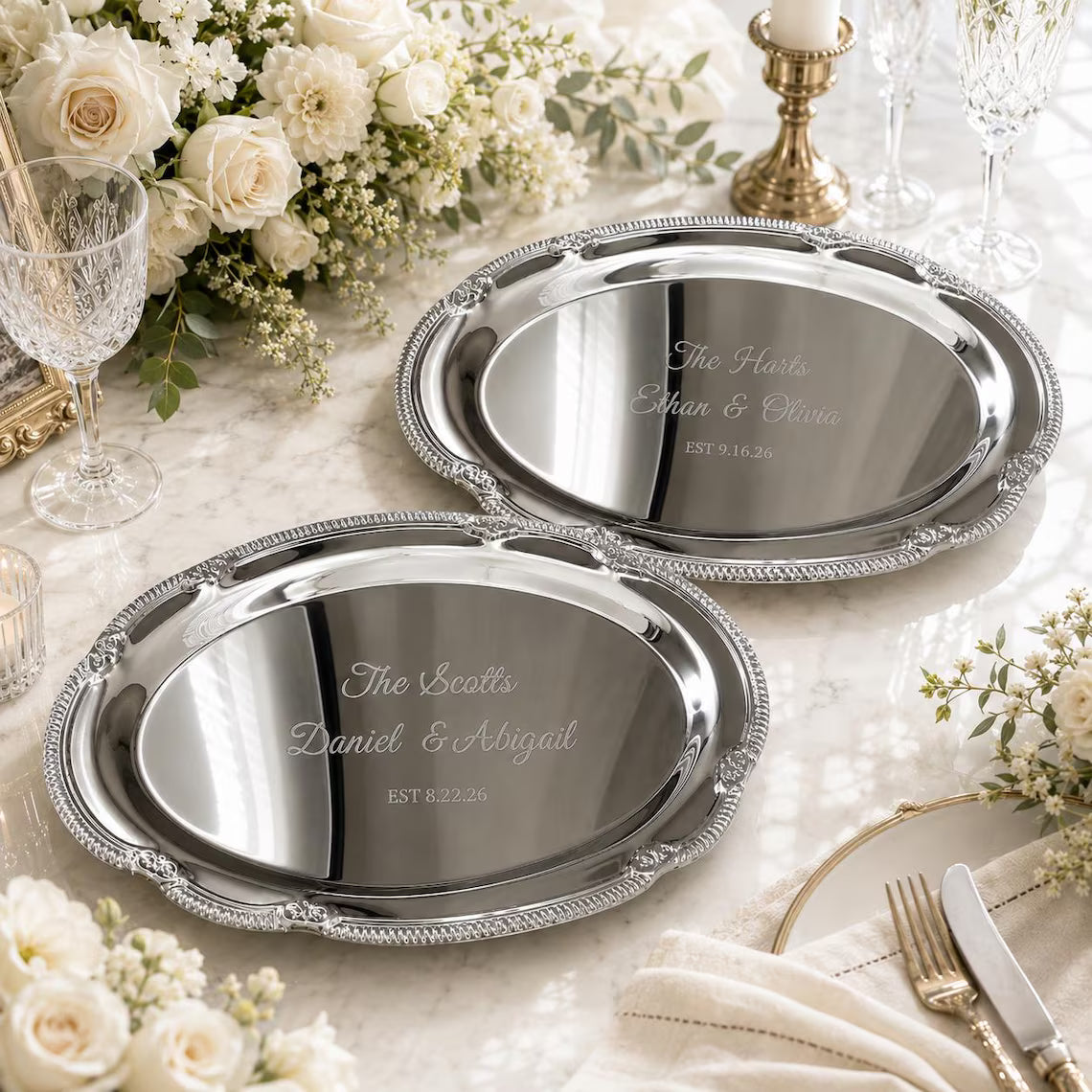 Personalized Wedding Tray | Custom Engraved Bride & Groom Gift