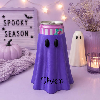 Personalized Spooky Ghost Can Holder | Halloween 3D Printed Drink Can Cozy