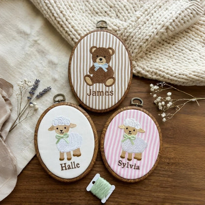 Personalized Farm Animal Baby Name Hoop, Embroidered Nursery Decor