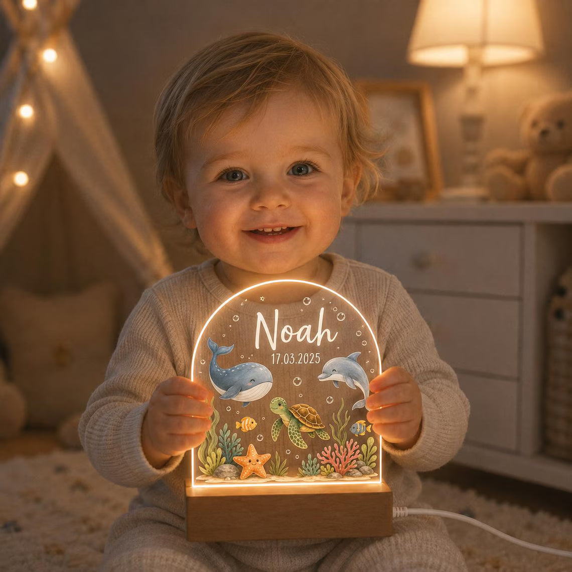 Personalized Animal Night Light with Name & Birth Date