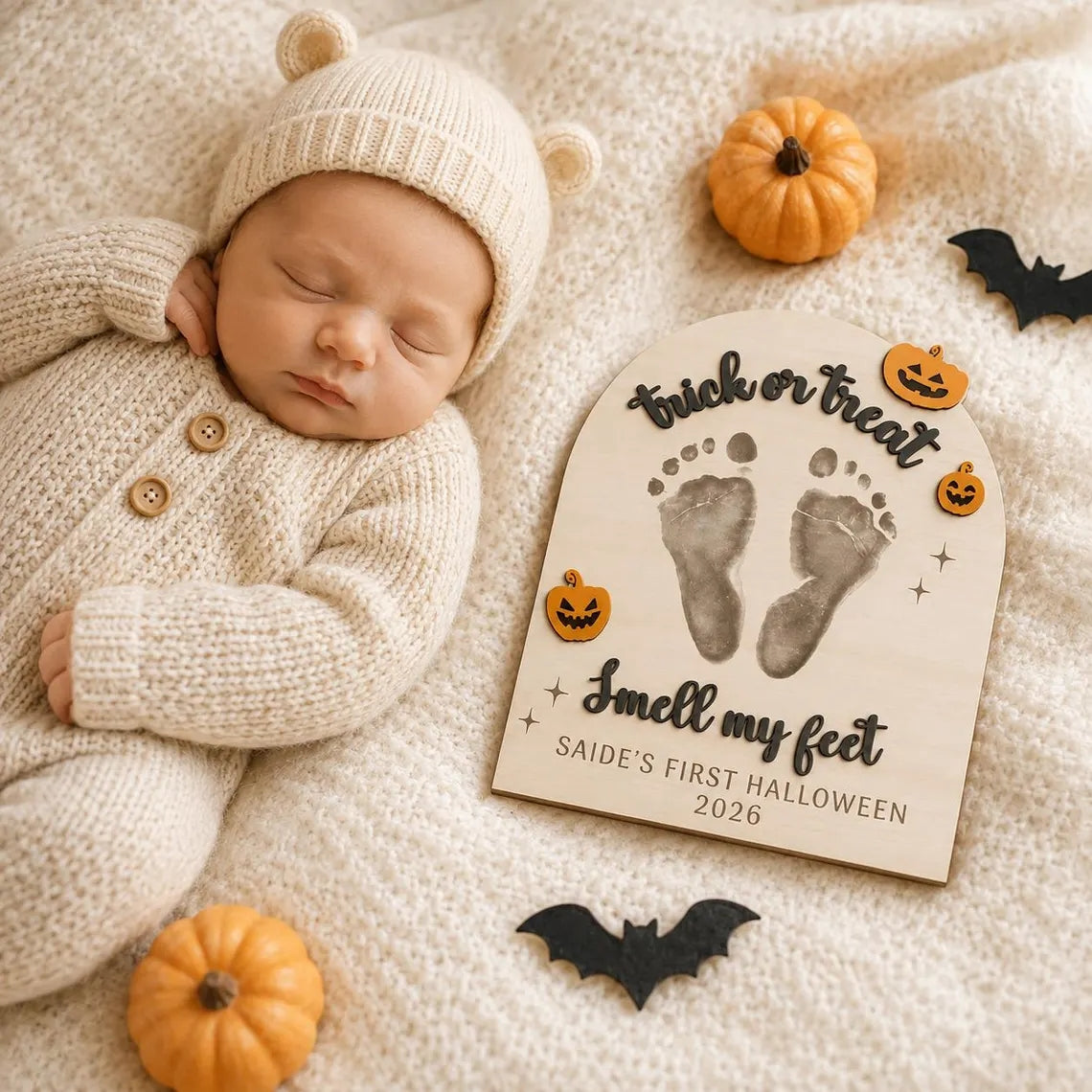 Baby's First Halloween Footprint Sign | Personalized Keepsake