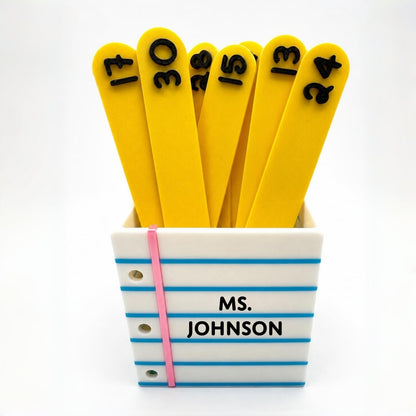 Personalized Teacher Name Notebook Pull Stick Holder & Classroom Sticks