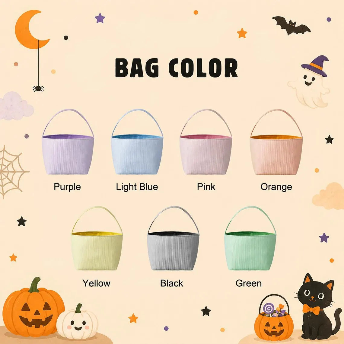 Personalized Halloween Candy Bucket – Custom Embroidered Bag