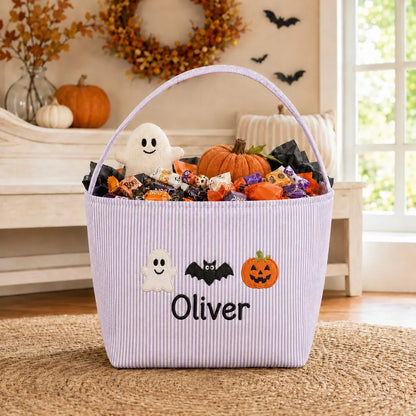 Personalized Halloween Candy Bucket – Custom Embroidered Bag