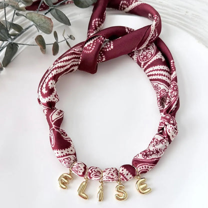 Personalized Scarf Necklace with Bubble Letter Charms