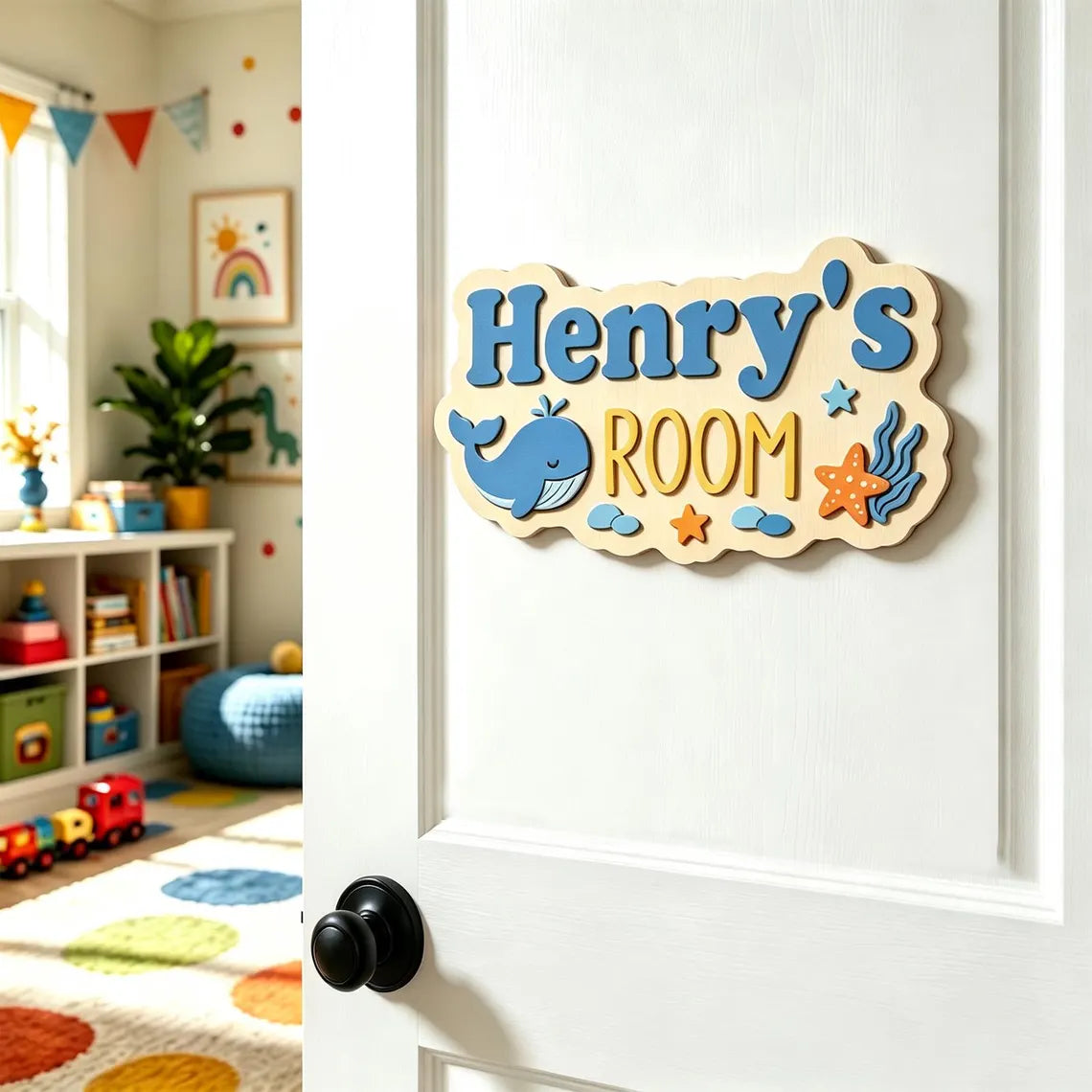 Personalized Wooden Kids Name Door Sign – Custom Name Room Decor