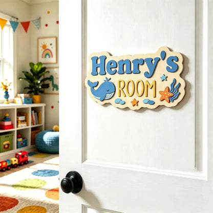 Personalized Wooden Kids Name Door Sign – Custom Name Room Decor