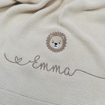 Personalized Rainbow Baby Knit Blanket | Embroidered Name