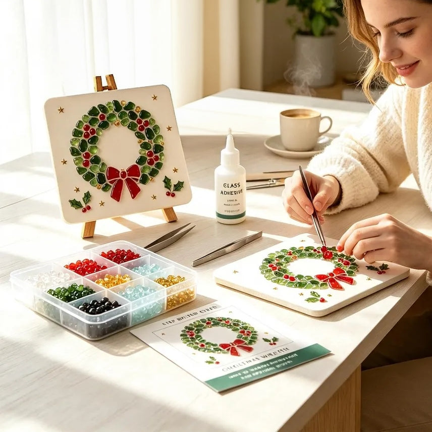 DIY Christmas Sea Glass Mosaic Art Kit | Beginner Craft Set