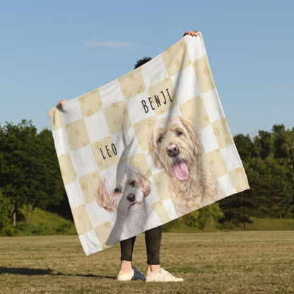 Personalized Pet Photo Gingham Blanket | Custom Dog & Cat Blanket