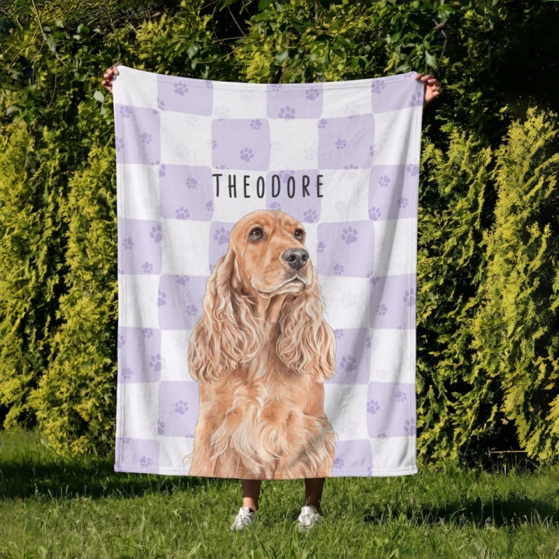 Personalized Pet Photo Gingham Blanket | Custom Dog & Cat Blanket