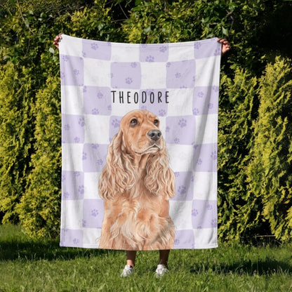 Personalized Pet Photo Gingham Blanket | Custom Dog & Cat Blanket