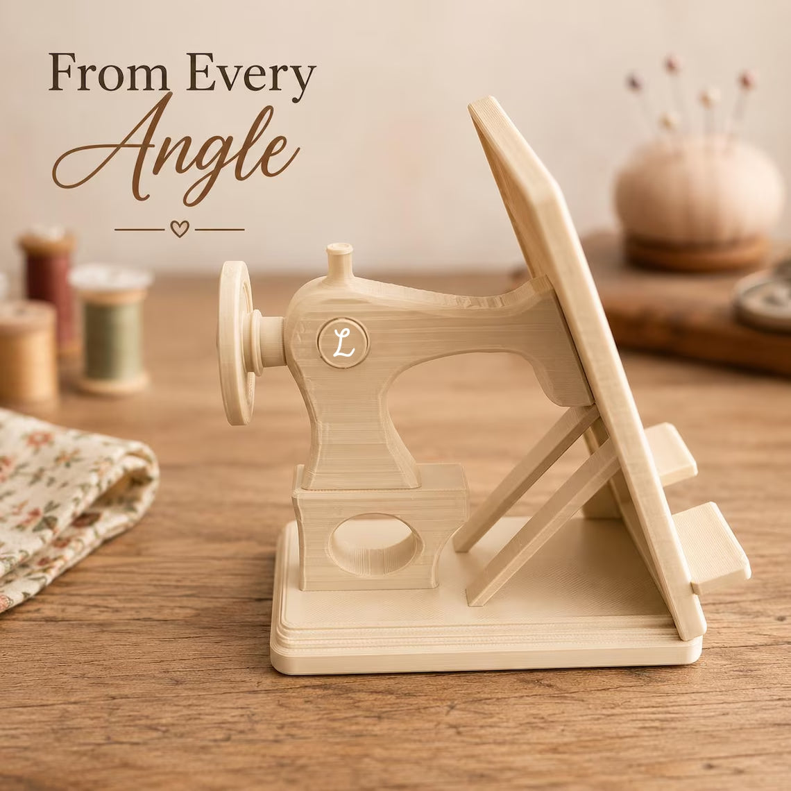 Personalized Sewing Machine Phone Stand | Custom Letter