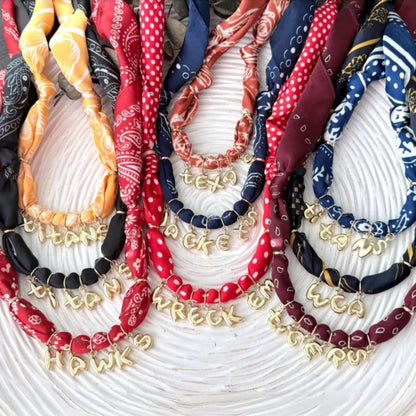 Personalized Scarf Necklace with Bubble Letter Charms