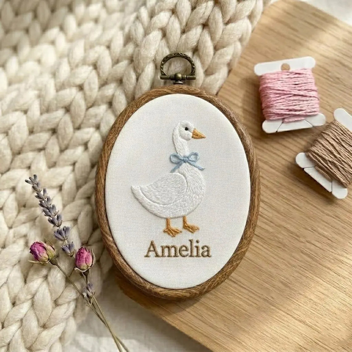 Personalized Farm Animal Baby Name Hoop, Embroidered Nursery Decor