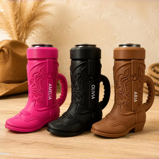 Personalized Cowboy Boot Can Holder – Custom Name Cowgirl Gift