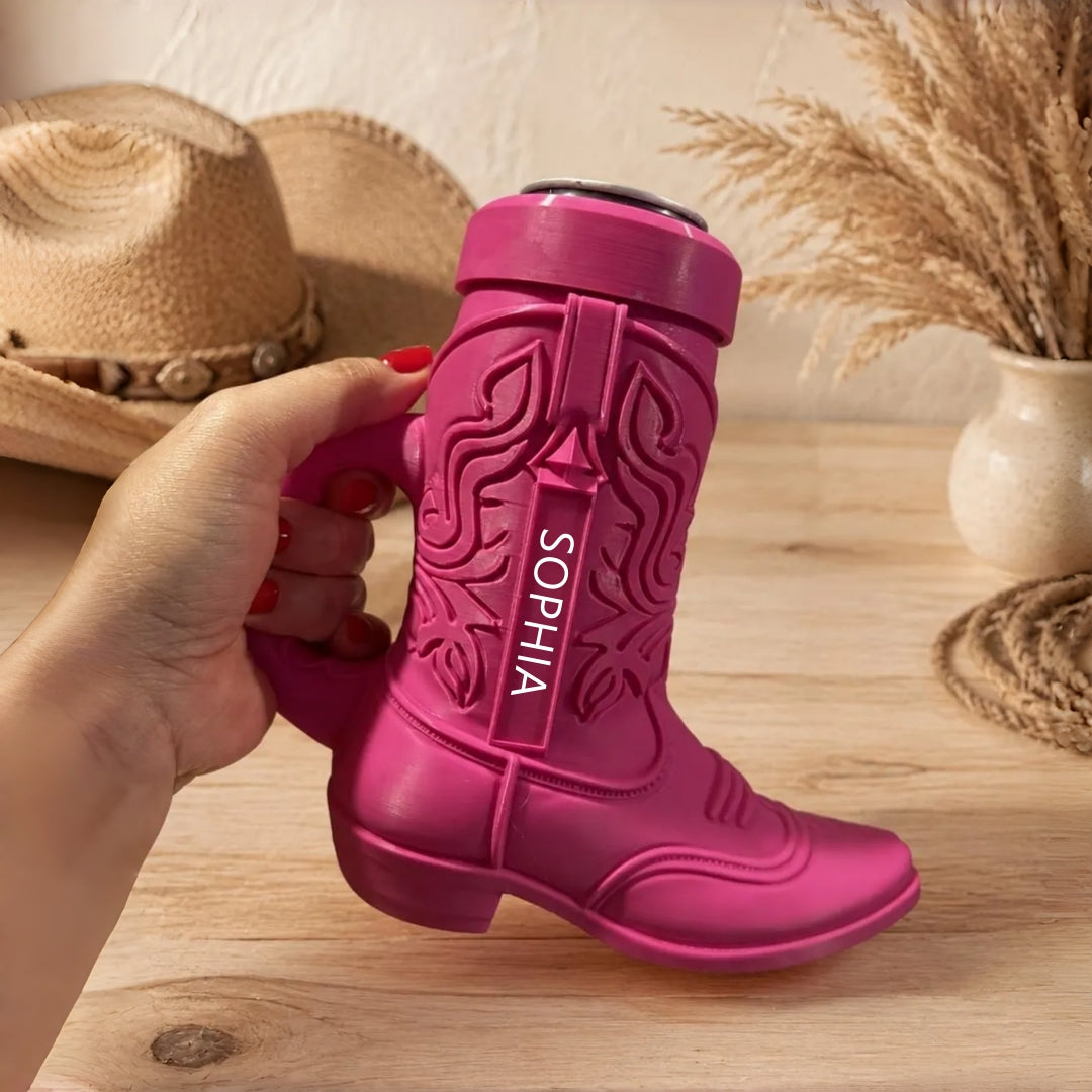 Personalized Cowboy Boot Can Holder – Custom Name Cowgirl Gift