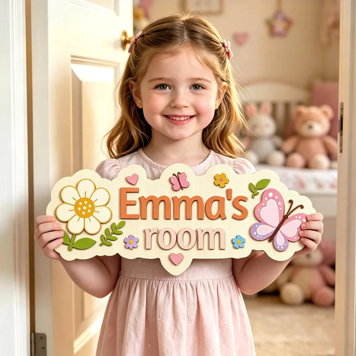 Personalized Wooden Kids Name Door Sign – Custom Name Room Decor