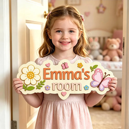 Personalized Wooden Kids Name Door Sign – Custom Name Room Decor