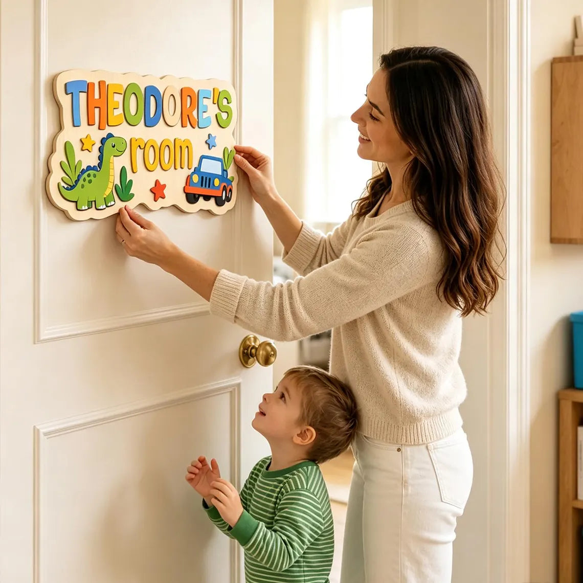 Personalized Wooden Kids Name Door Sign – Custom Name Room Decor