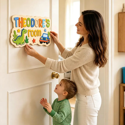 Personalized Wooden Kids Name Door Sign – Custom Name Room Decor