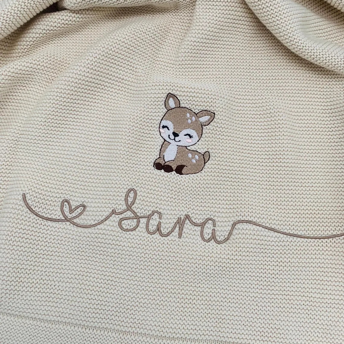 Personalized Rainbow Baby Knit Blanket | Embroidered Name
