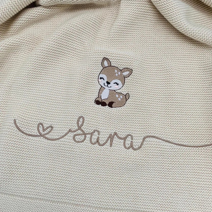 Personalized Rainbow Baby Knit Blanket | Embroidered Name