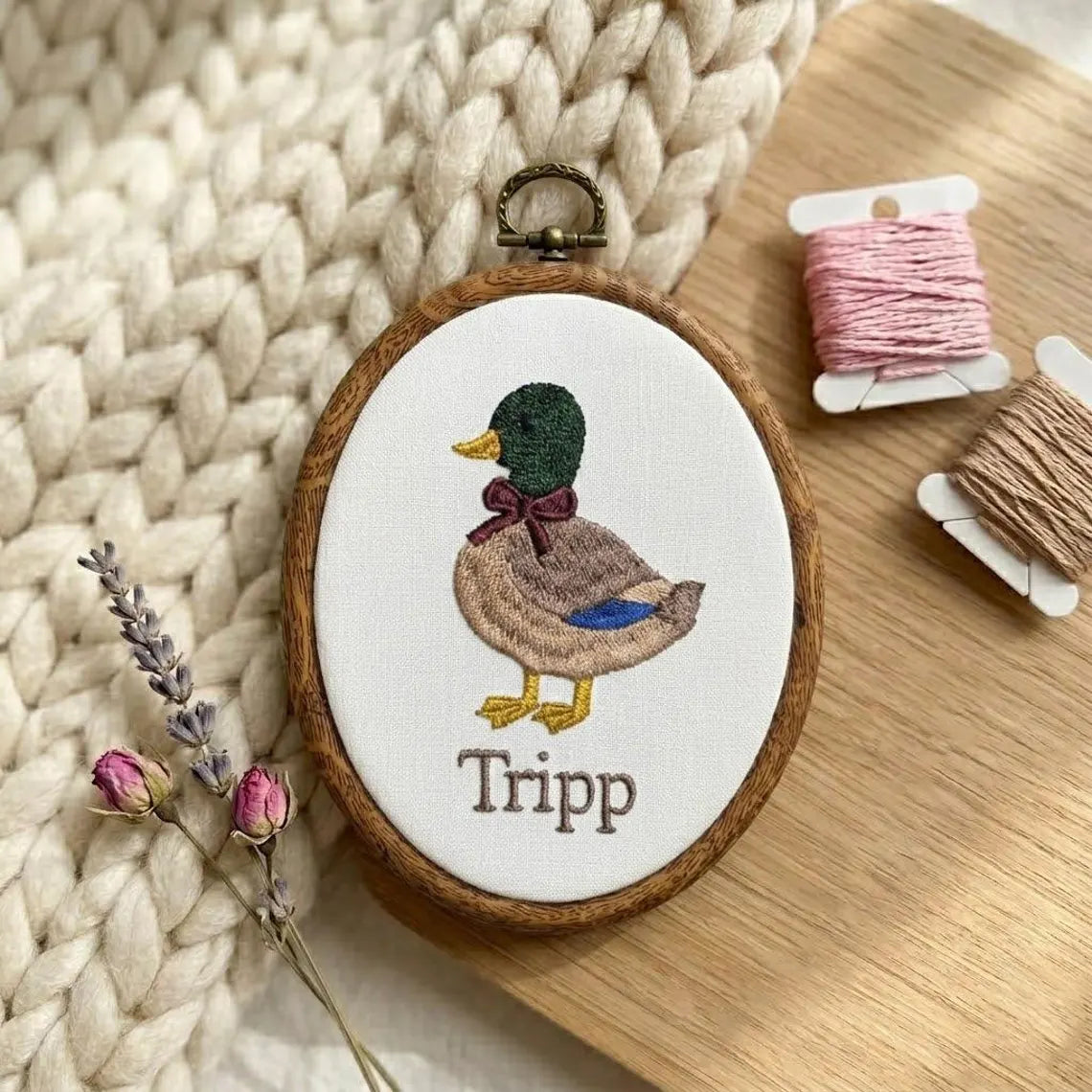 Personalized Farm Animal Baby Name Hoop, Embroidered Nursery Decor