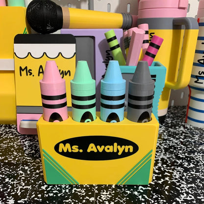 Personalized Name Magnetic Crayon Marker Holder for Teachers