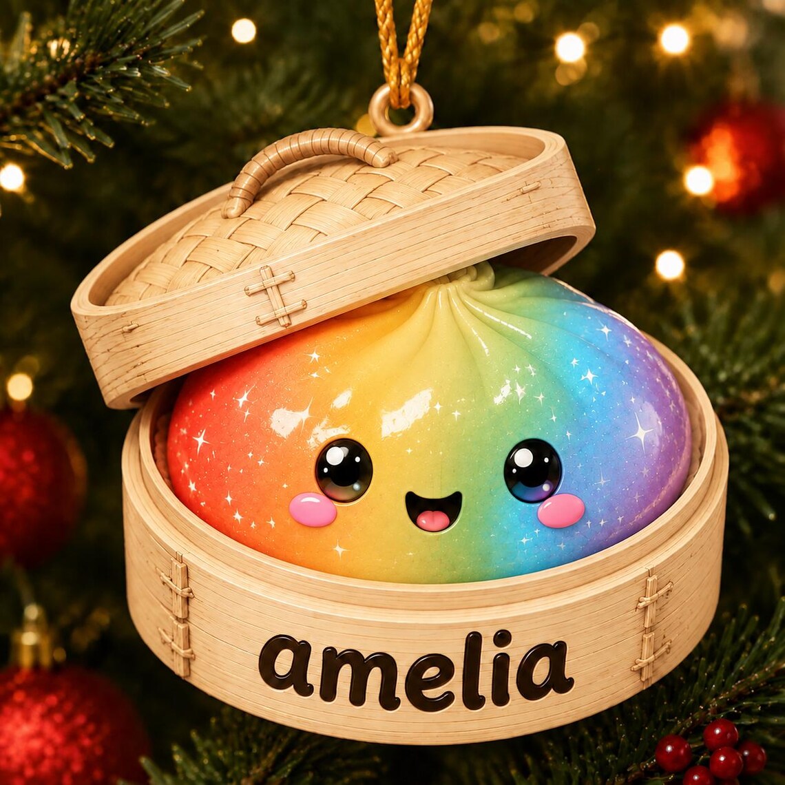 Personalized Dumpling Christmas Ornament | Custom Name