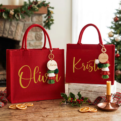 Personalized Christmas Gift Bag with Name | Custom Red Holiday Gift Sack