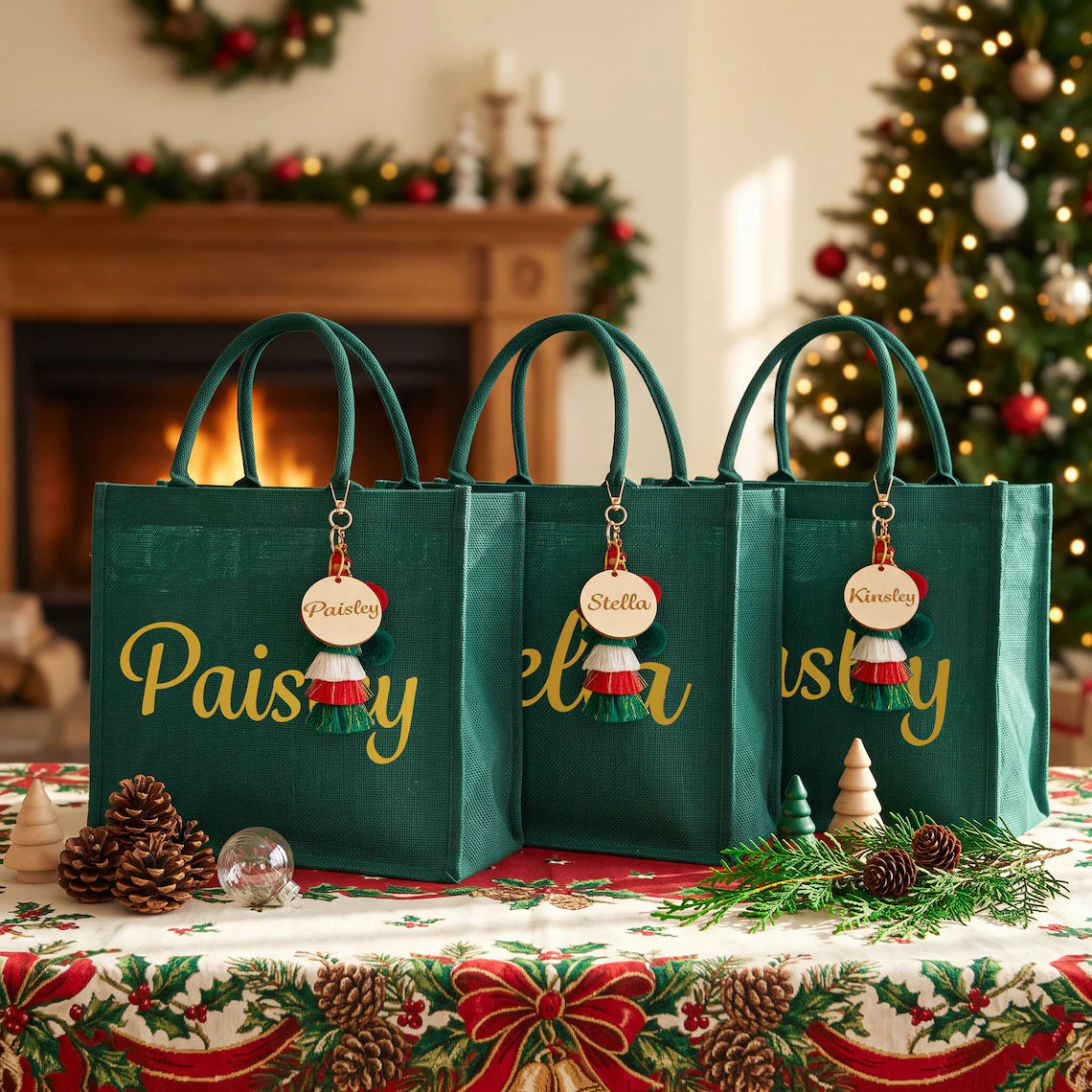 Personalized Christmas Gift Bag with Name | Custom Red Holiday Gift Sack