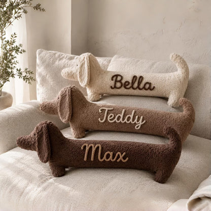 Personalized Dachshund Body Pillow with Custom Yarn Name