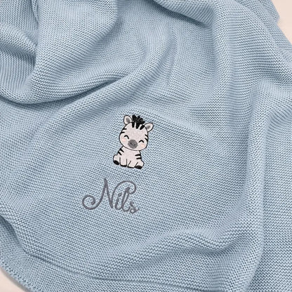 Personalized Rainbow Baby Knit Blanket | Embroidered Name