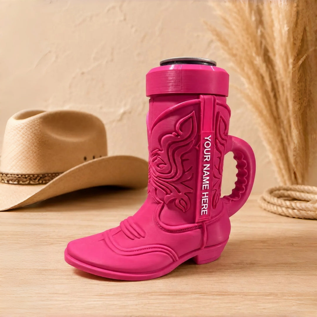 Personalized Cowboy Boot Can Holder – Custom Name Cowgirl Gift